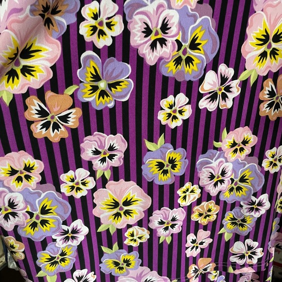 Bob Mackie Wearable Art Floral 2 Piece Set top skirt‎ pansie Purple Striped XL - Picture 3 of 11
